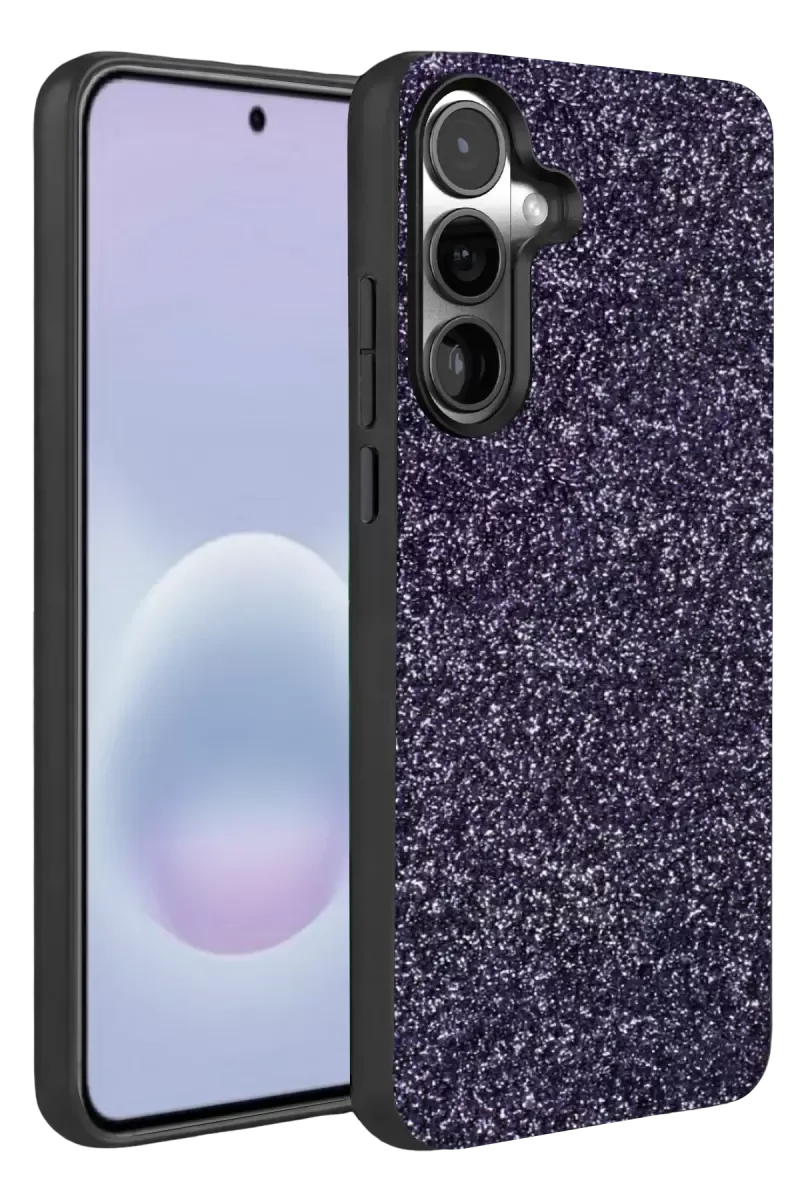 Galaxy A37 5G ile Uyumlu Simli Kapak - Derin Mor, Boncuk İşlemeli Zarif Tasarım