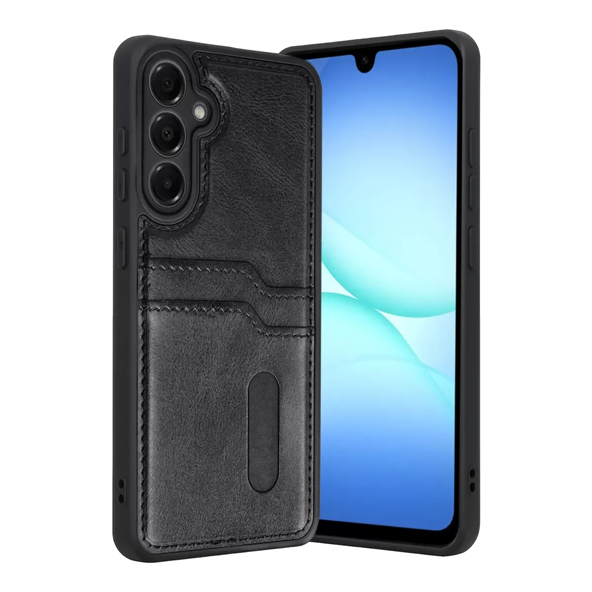 Galaxy A37 5G ile Uyumlu Sara Kartvizitli Deri Kılıf - Siyah
