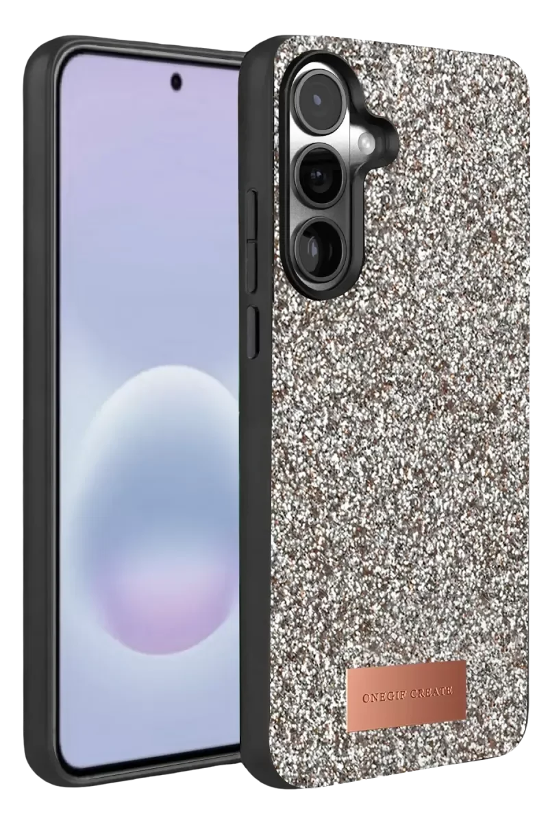 Galaxy A37 5G ile Uyumlu Bright Simli Kapak - Gümüş Boncuk İşlemeli Şık Telefon Kılıfı