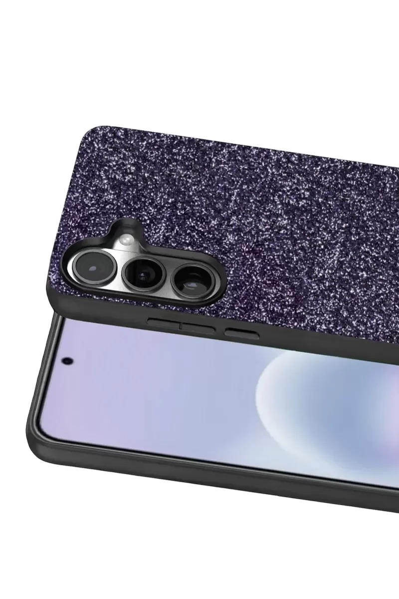 Galaxy A37 5G ile Uyumlu Simli Kapak - Derin Mor, Boncuk İşlemeli Zarif Tasarım