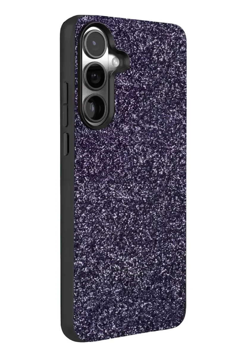 Galaxy A37 5G ile Uyumlu Simli Kapak - Derin Mor, Boncuk İşlemeli Zarif Tasarım