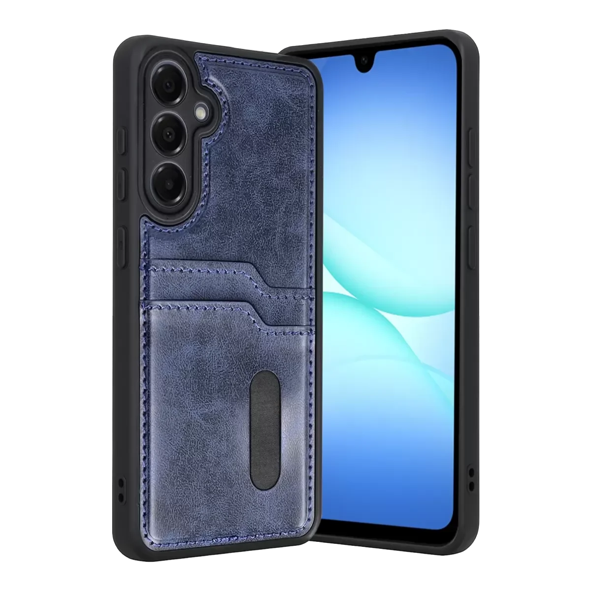 Galaxy A37 5G ile Uyumlu Sara Kartvizitli Deri Kılıf - Lacivert