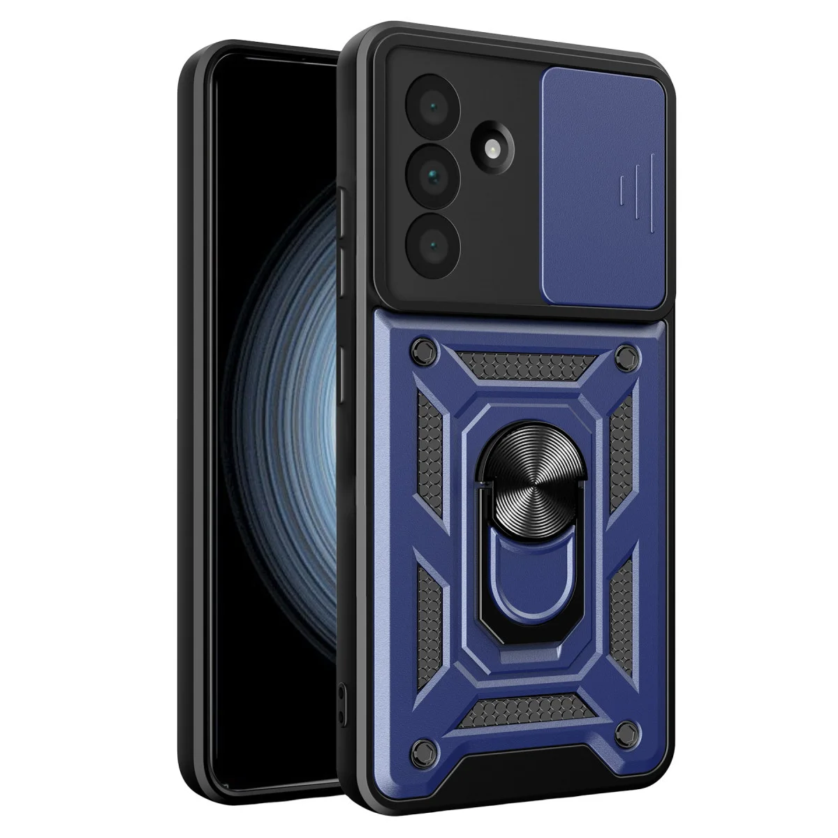 Galaxy A37 5G Pars Lens Yüzüklü Silikon Kılıf - Maksimum Koruma ve Metal Stand