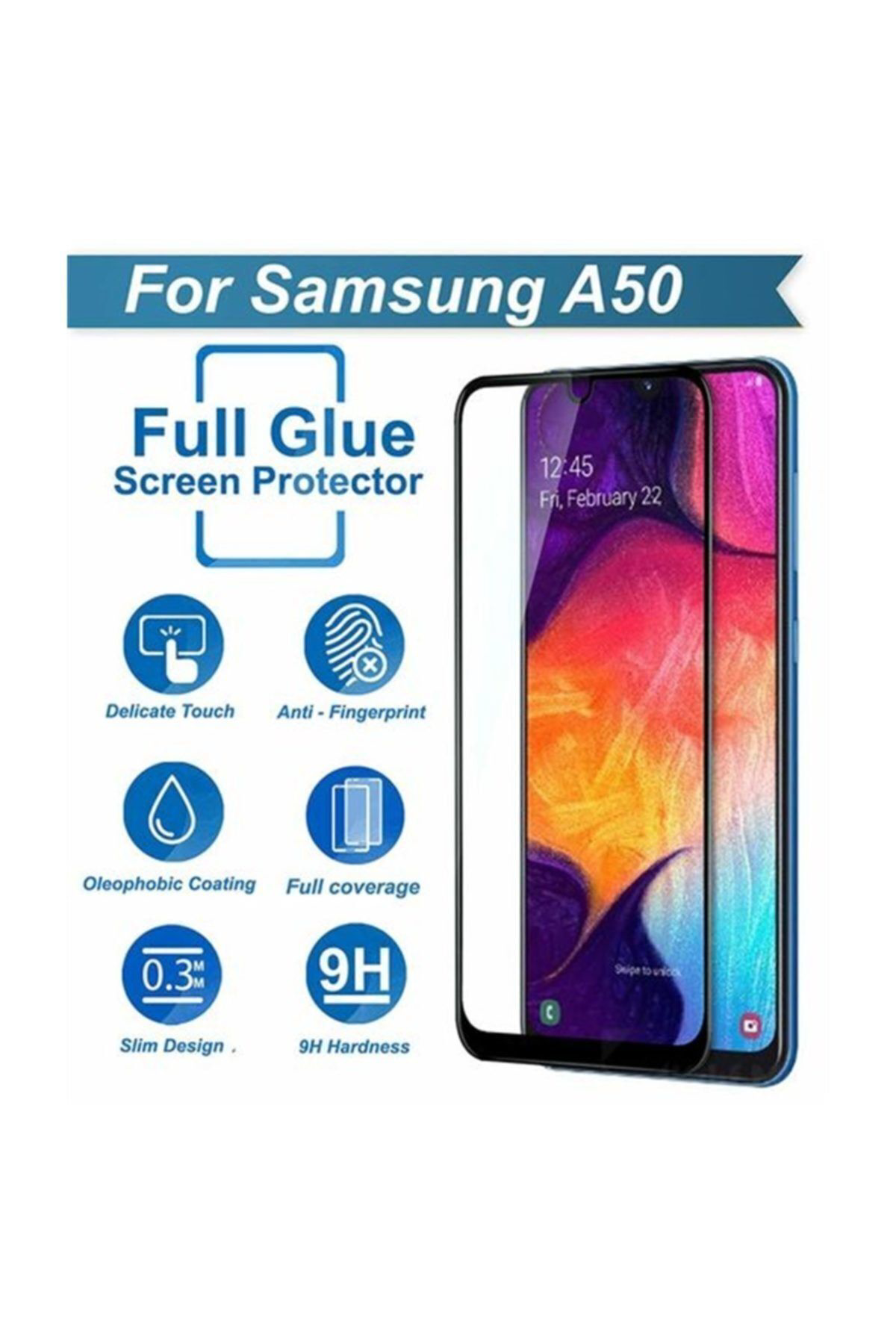 Galaxy A50 Kavisli Tam Kaplayan Ekran Koruyucu