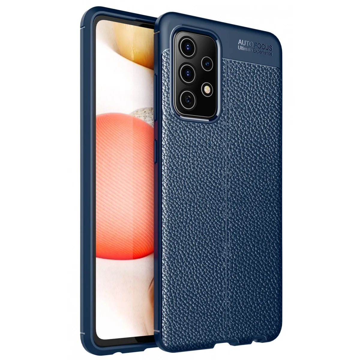 Galaxy A52 Auto Focus TPU Deri Dokulu Kılıf - Lacivert