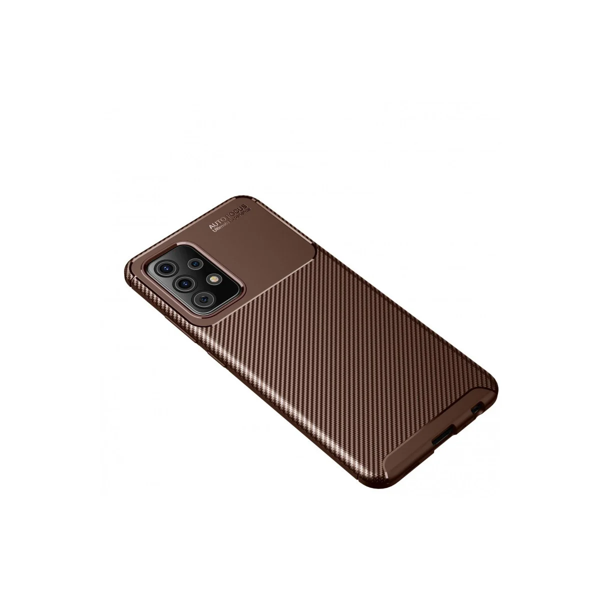 Galaxy A52 Kılıf Auto Focus Karbon Kapak - Kahverengi