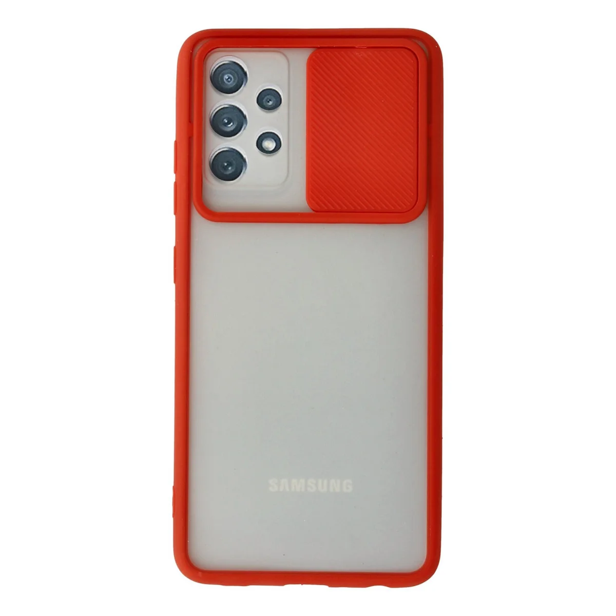 Galaxy A52 Kılıf Palm Buzlu Kamera Sürgülü Silikon - Kırmızı