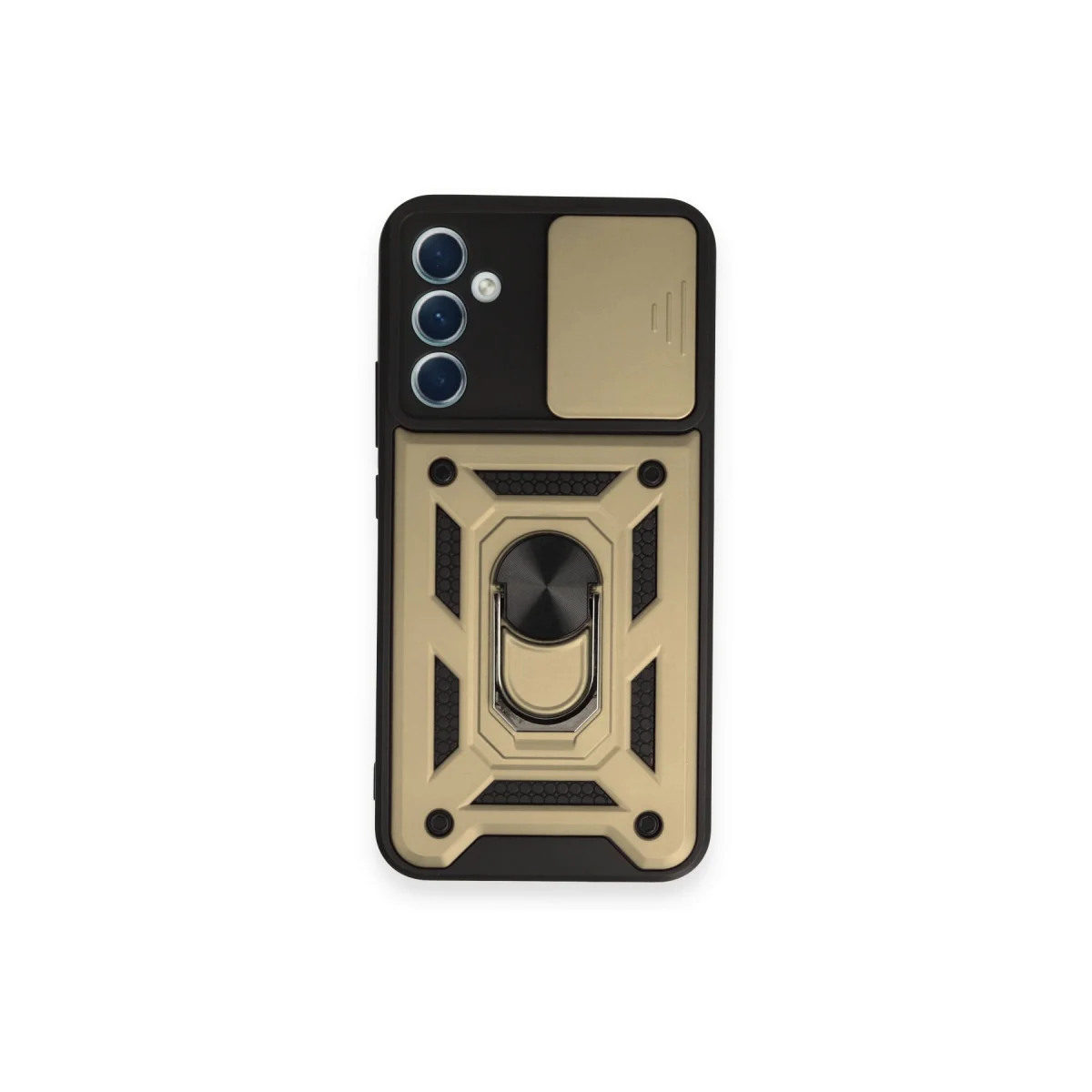 Galaxy A54 5G Silikon Kılıf - Gold, Lens Korumalı ve Metal Standlı