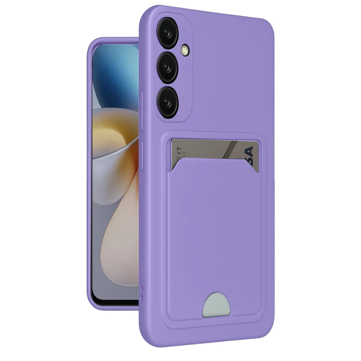 Galaxy A55 5G Kılıf Lila - Kelvin Kartvizitli Silikon Kılıf