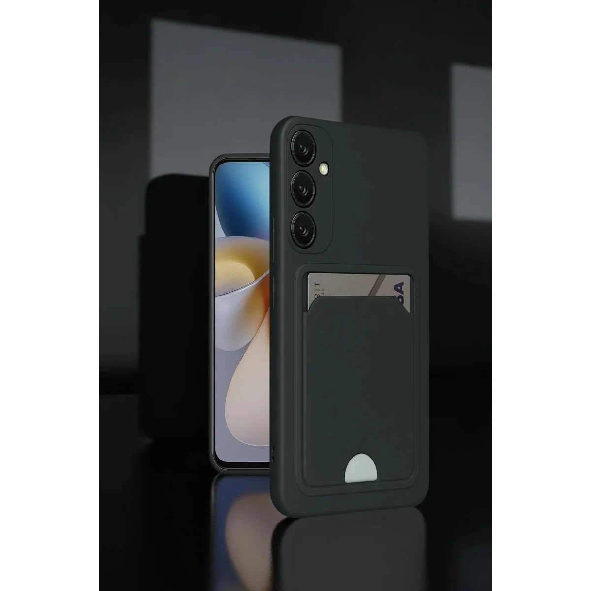 Galaxy A55 5G Kılıf Lila - Kelvin Kartvizitli Silikon Kılıf