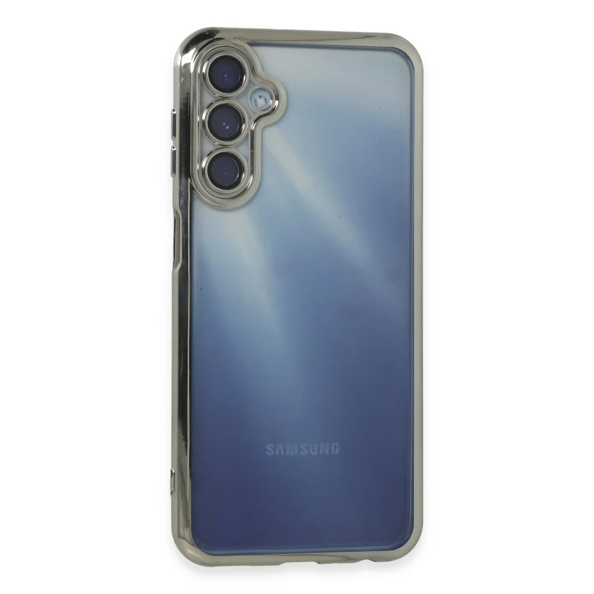 Galaxy A55 5G Razer Lensli Silikon Kılıf - Gümüş, Şeffaf ve Yüksek Koruma