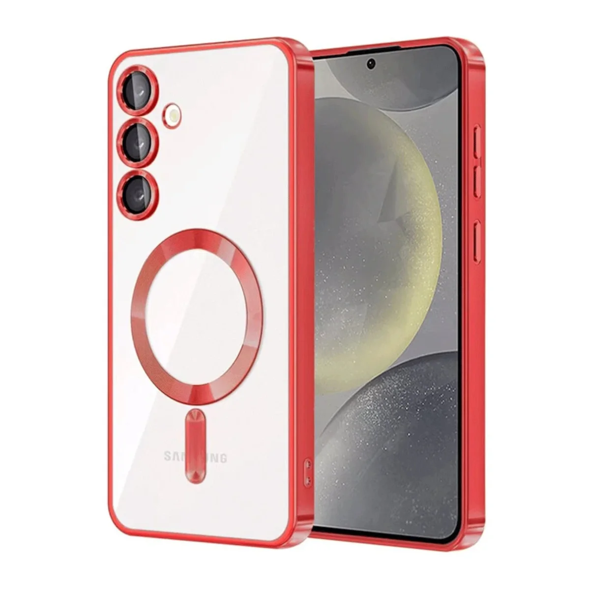 Galaxy A56 Kross Magneticsafe Kapak - Kırmızı, 1mm Kamera Korumalı, MagSafe Uyumlu Kılıf