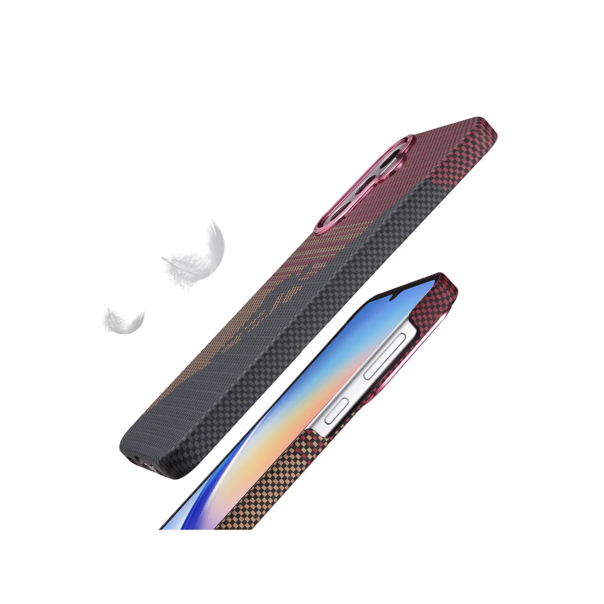 Galaxy A56 Vega Magsafe Kapak - Siyah Lüks ve Kevlar Desenli