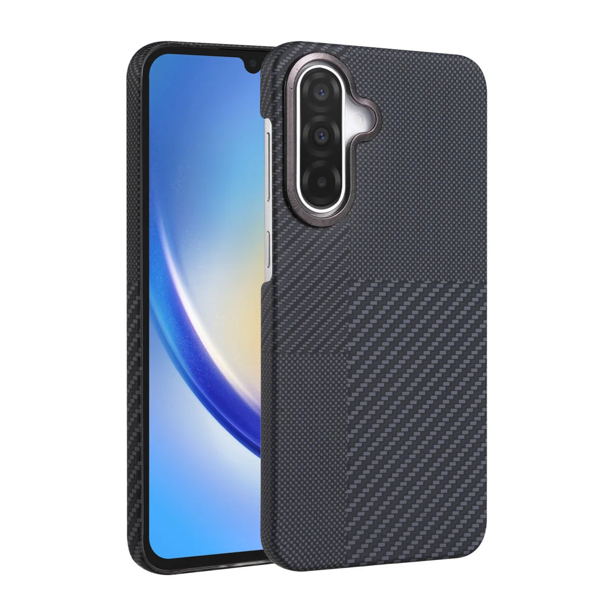 Galaxy A56 Vega Magsafe Kapak - Siyah Lüks ve Kevlar Desenli