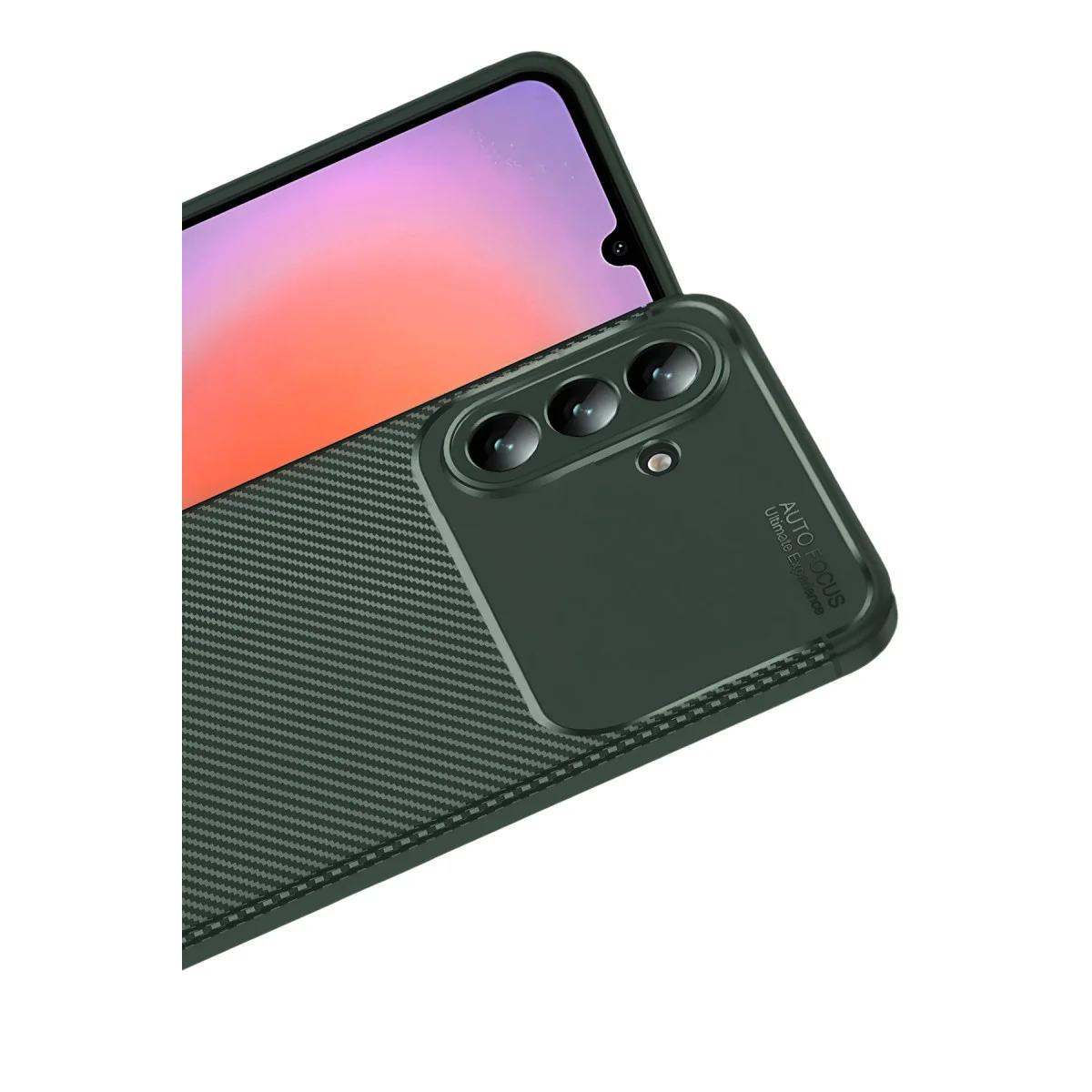 Galaxy A57 5G Auto Focus Karbon Kapak Koyu Yeşil - Tam Koruma ve Modern Tasarım
