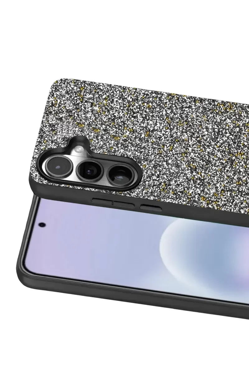 Galaxy A57 5G ile Uyumlu Simli Boncuk İşlemeli Kapak - Gold
