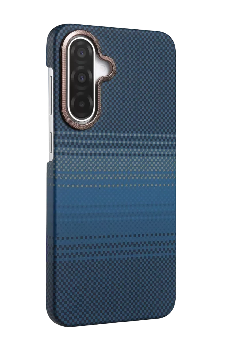 Galaxy A57 5G ile Uyumlu Vega Magsafe Kapak - Mavi, Simli Kamera Çerçevesi, Kevlar Desen