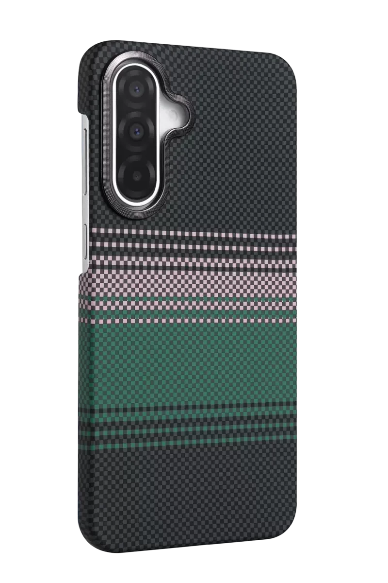 Galaxy A57 5G ile Uyumlu Vega Magsafe Kapak - Yeşil, Simli Kamera Çerçevesi, Kevlar Desenli, Ultra İnce Şık Kılıf