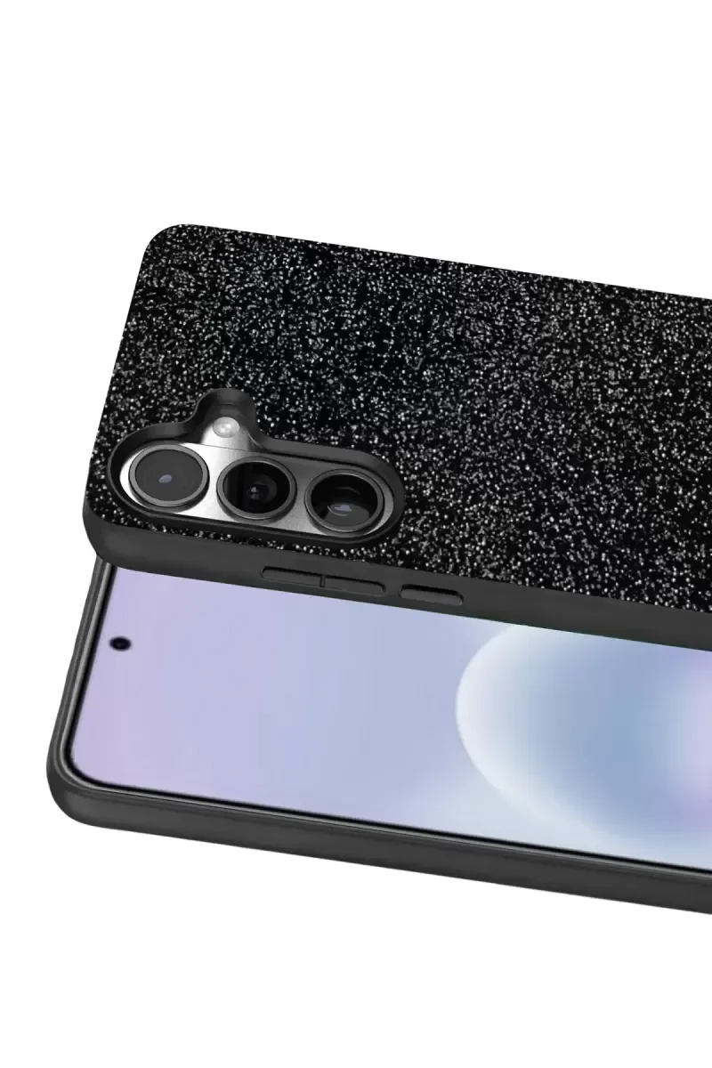 Galaxy A57 5G ile Uyumlu Simli Kapak - Siyah, Boncuk İşlemeli Şık Telefon Kılıfı