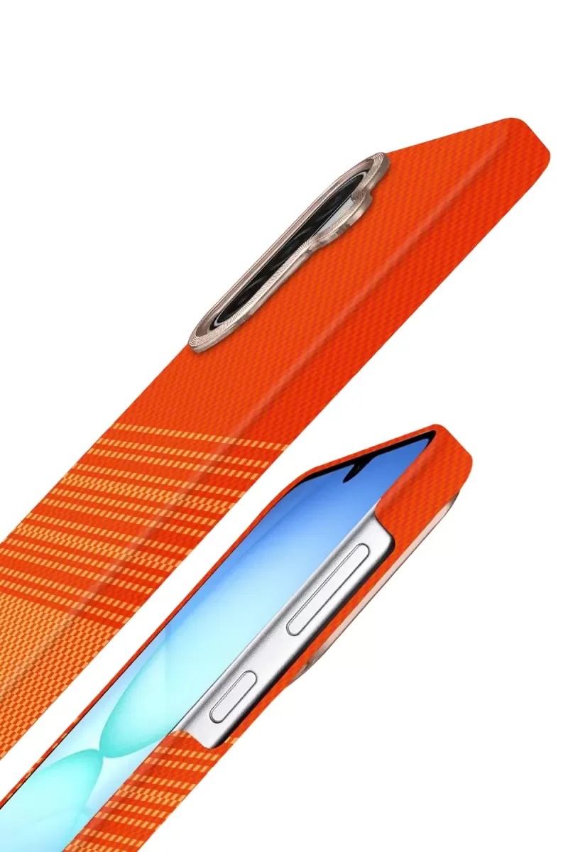Galaxy A57 5G ile Uyumlu Vega Magsafe Kapak - Turuncu, Simli Kamera Çerçevesi