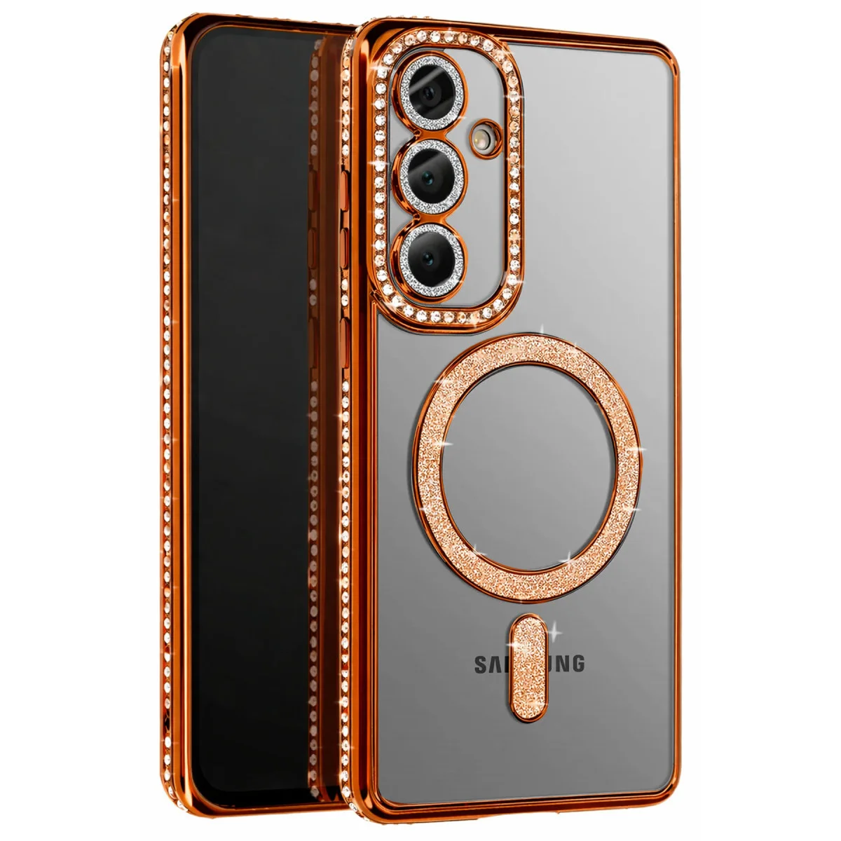 Galaxy A57 5G Joke Simli Magneticsafe Kılıf - Turuncu, TPU & Kablosuz Şarj Desteği