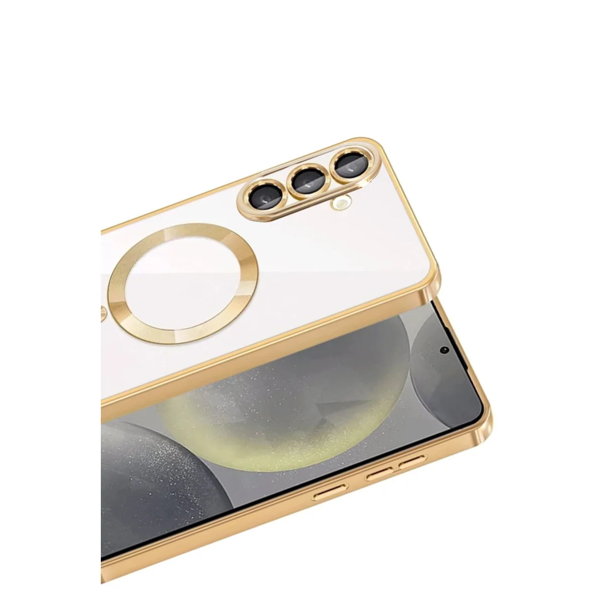 Galaxy A57 5G Kross Magneticsafe Kapak - Gold MagSafe Destekli Şeffaf Kılıf