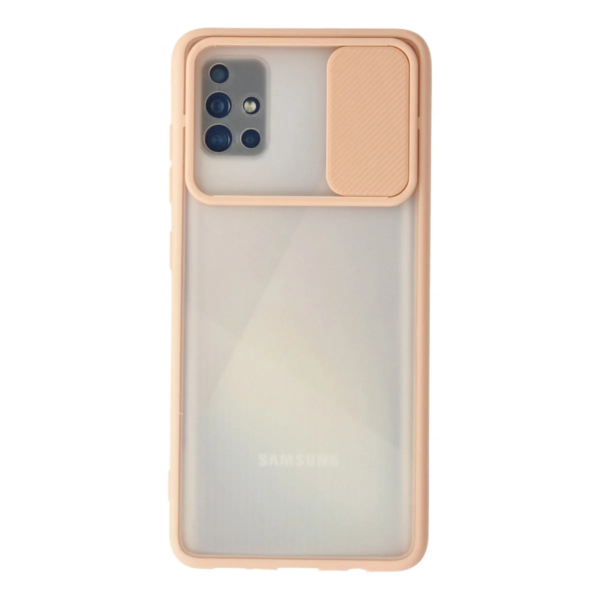 Galaxy A71 Buzlu Kamera Sürgülü Silikon Kılıf - Pembe