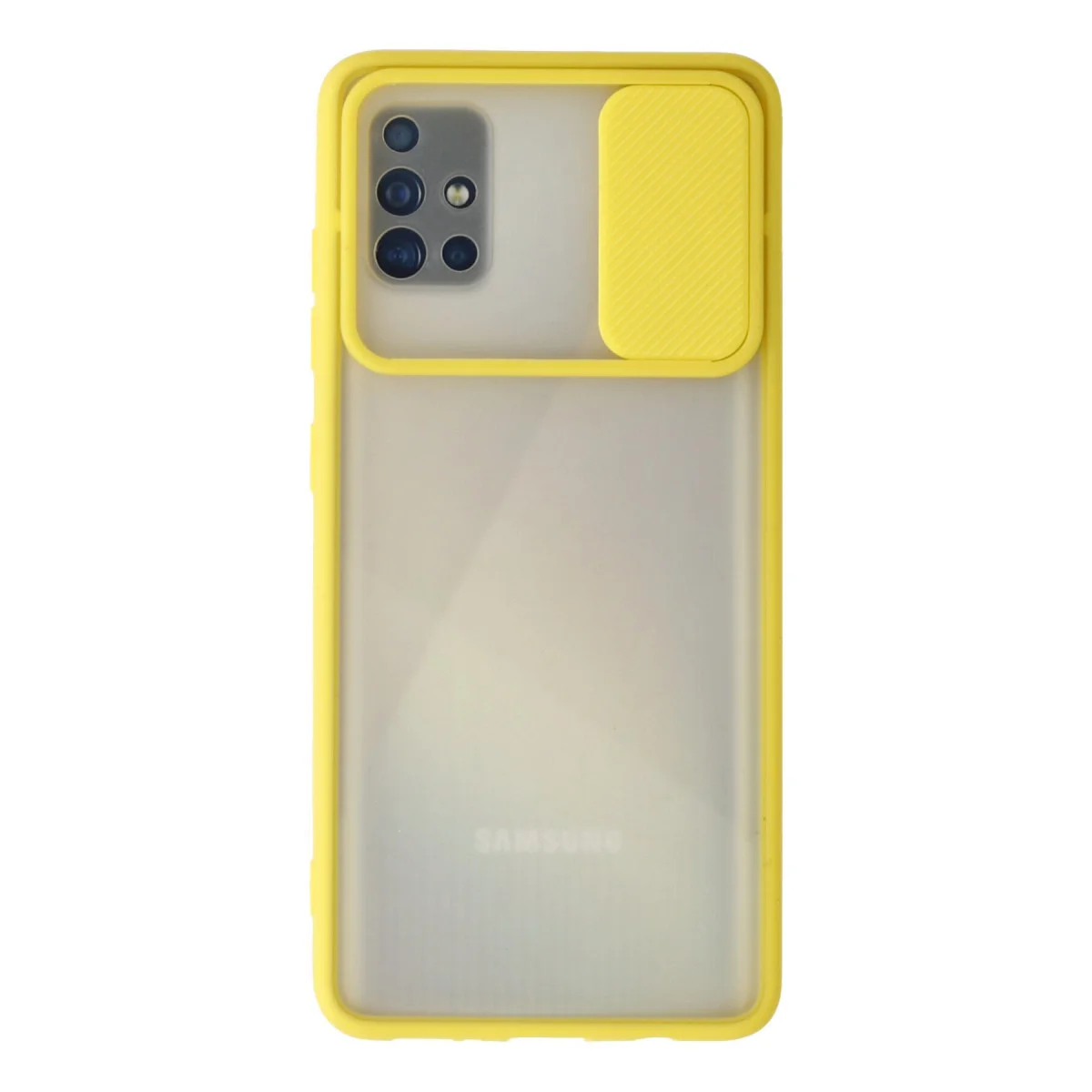 Galaxy A71 Kılıf - Palm Buzlu Kamera Sürgülü Silikon Koruma (Sarı)