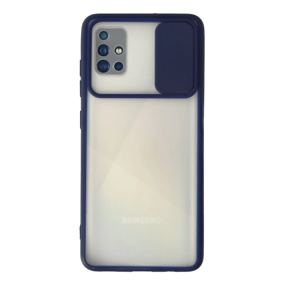 Galaxy A71 Silikon Kılıf - Buzlu Kamera Sürgülü Koruması - Lacivert