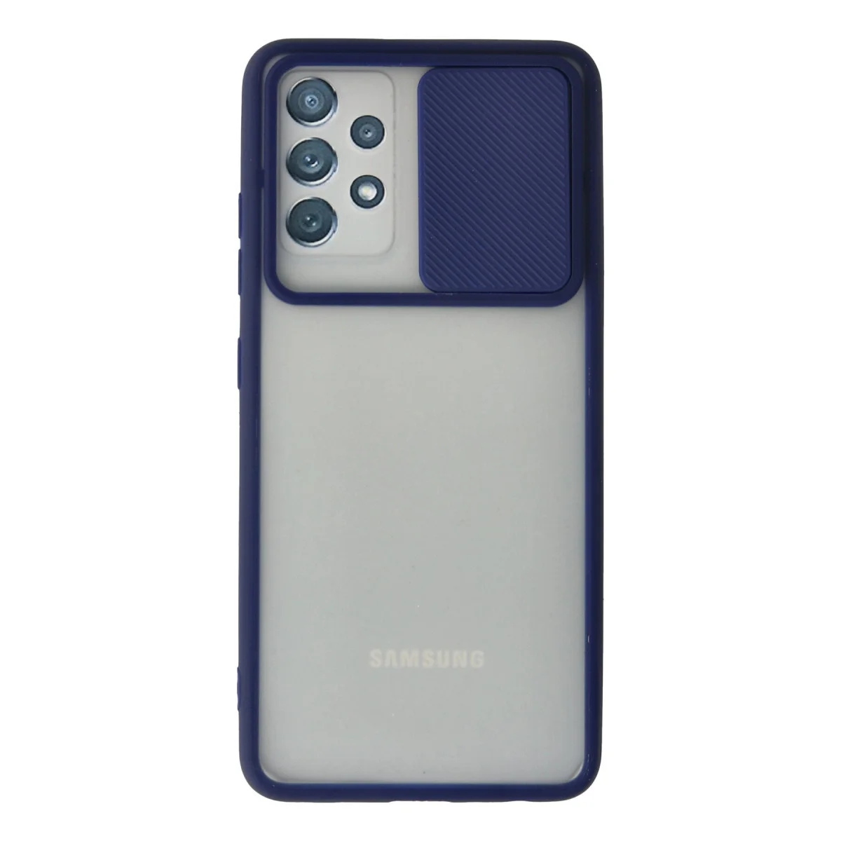 Galaxy A72 Kılıf - Palm Buzlu Kamera Sürgülü Silikon Kılıf - Lacivert