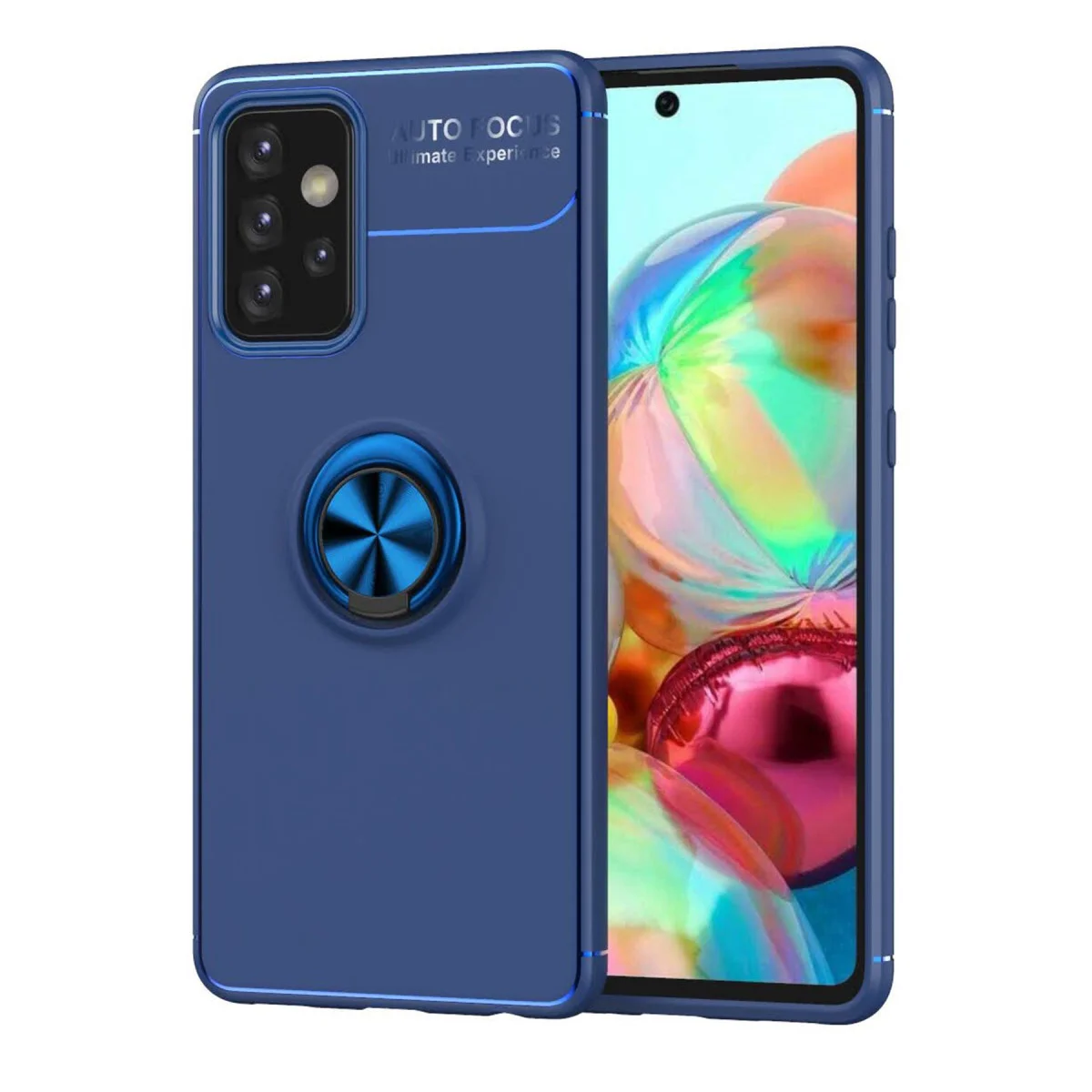 Galaxy A72 Range Yüzüklü Silikon Kılıf - Mavi
