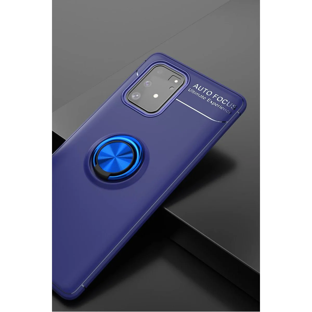 Galaxy A91 ve S10 Lite Silikon Kılıf - Range Ring 360° Dönebilir ve Stand Özellikli Mavi