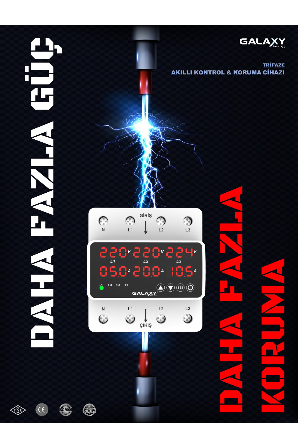 Galaxy D380 Sigorta Tipi Trifaze Voltaj Koruyucu