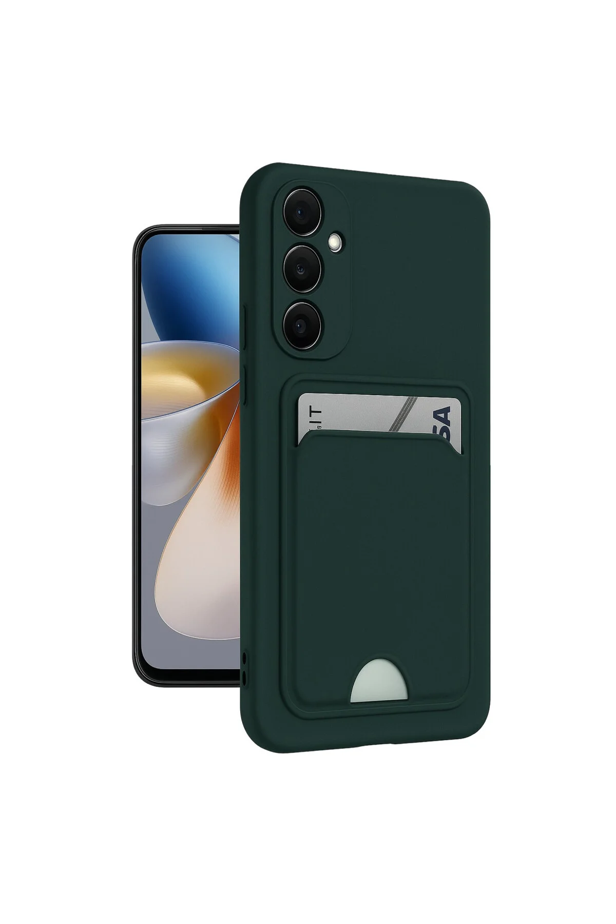 Galaxy M15 Kelvin Kartvizitli Silikon - Koyu Yeşil