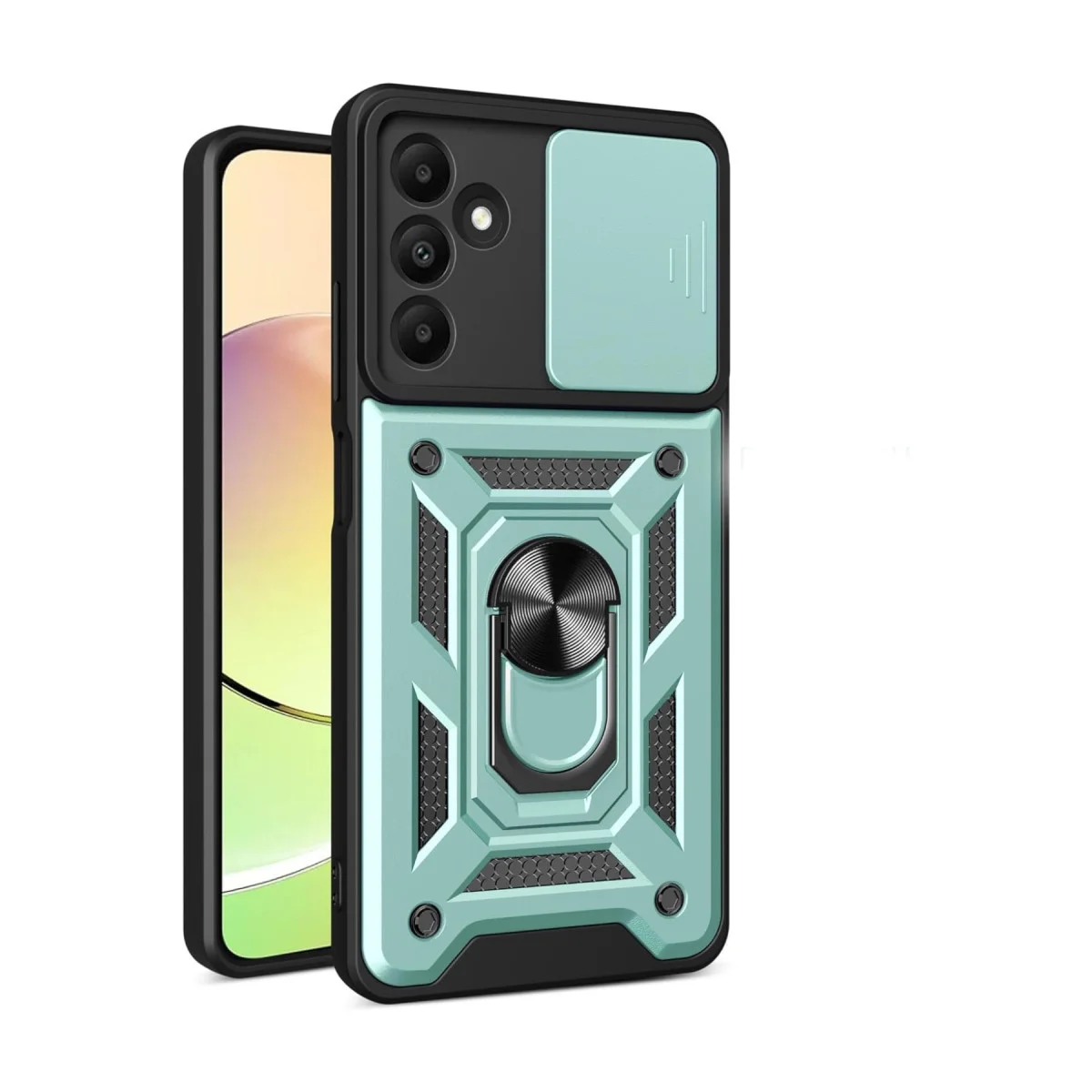 Galaxy M15 Kılıf, Pars Lens Yüzüklü Silikon - Yeşil