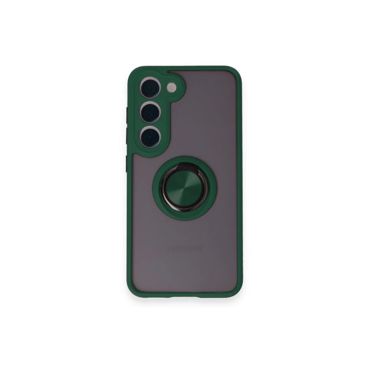 Galaxy M15 Montreal Yüzüklü Silikon Kılıf - Yeşil, Düşme ve Çizik Koruması, Metal Stand Özellikli