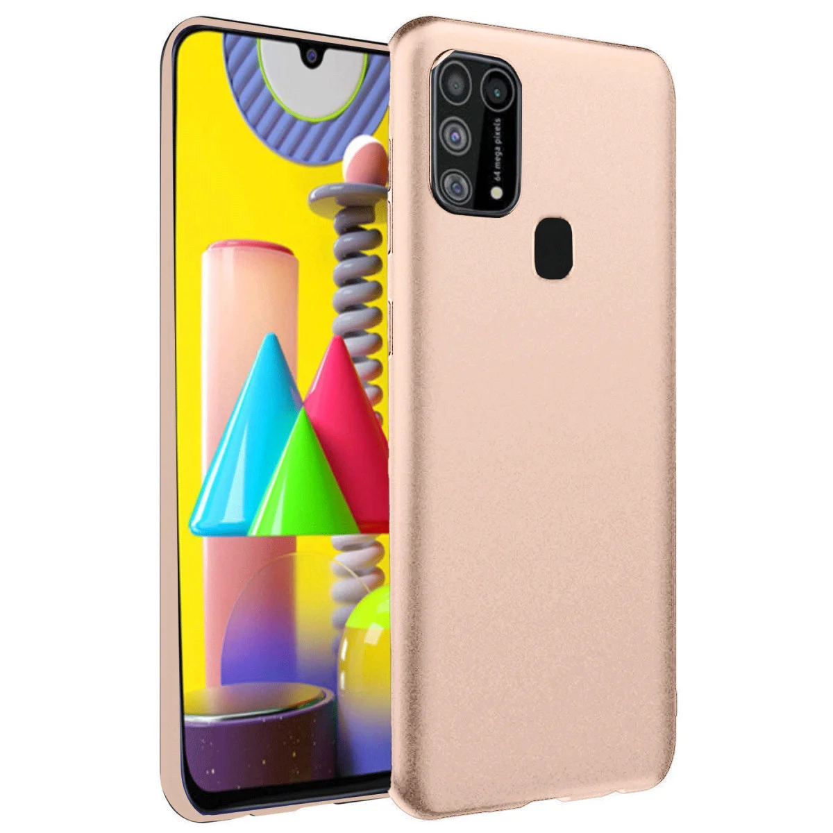 Galaxy M31 Nano İçi Kadife Silikon Kılıf - Pudra