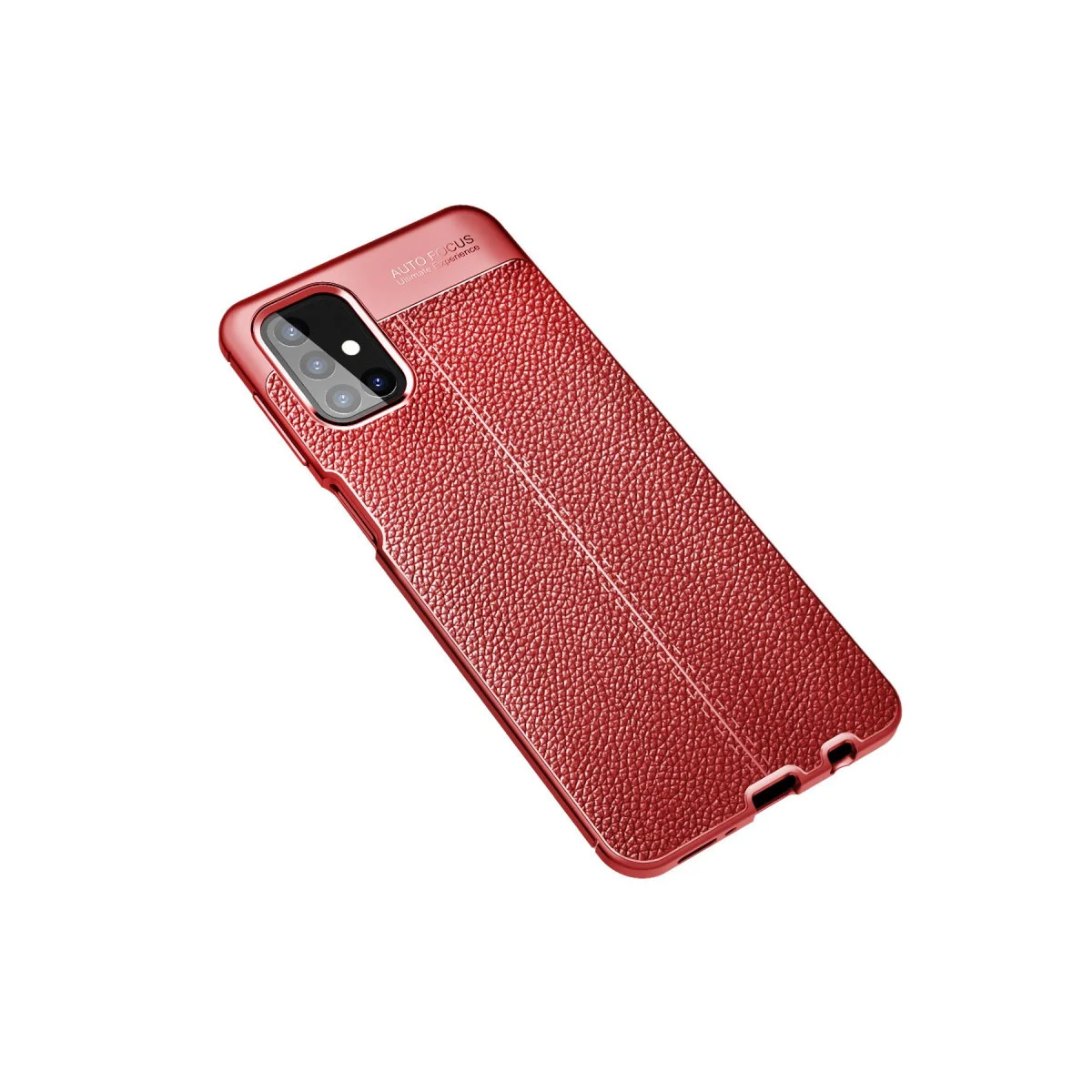 Galaxy M31S Auto Focus Kapak Kırmızı - Deri Dokulu TPU Yüksek Darbe Korumalı Kılıf