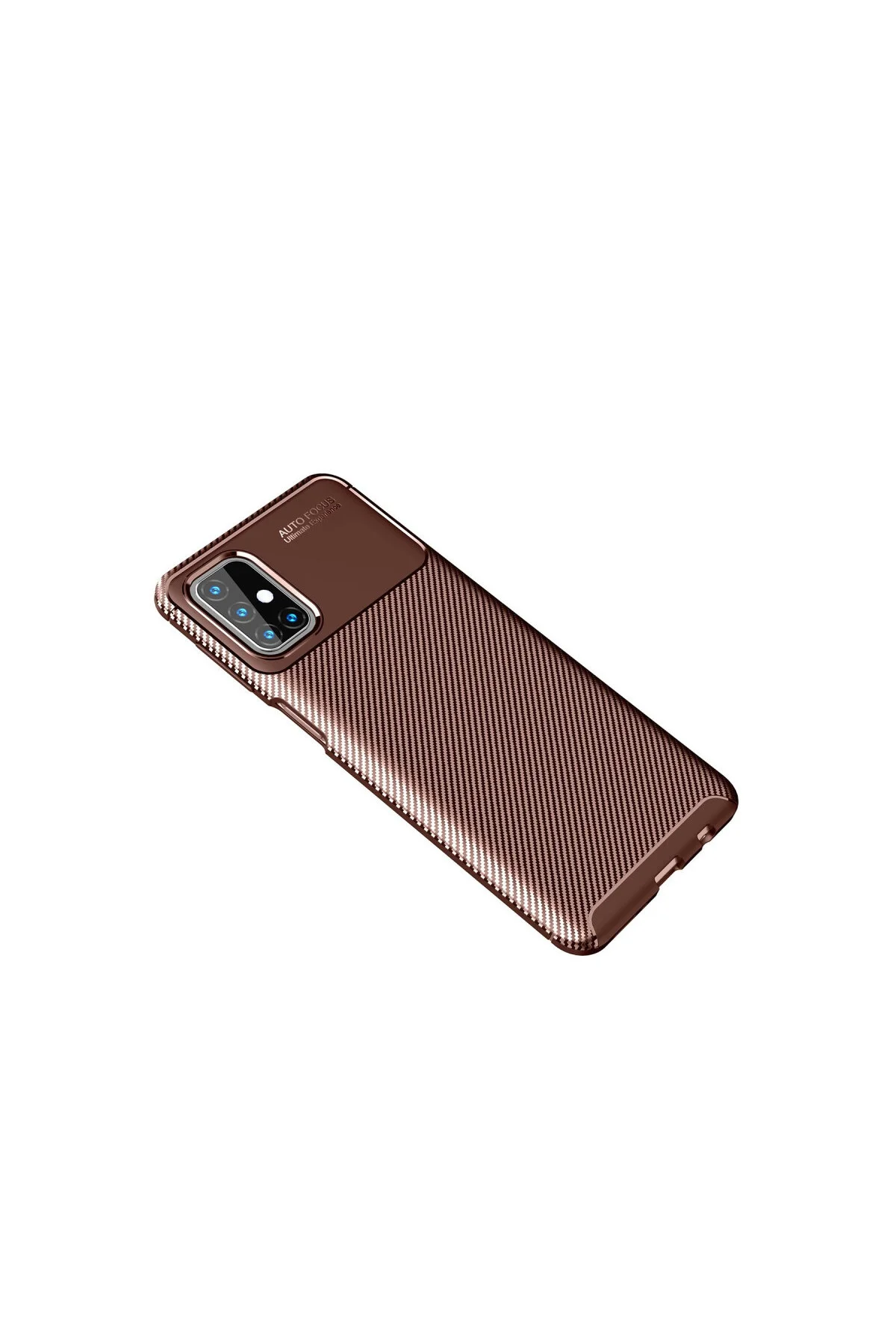 Galaxy M31S Kılıf Auto Focus Karbon Kapak - Kahverengi