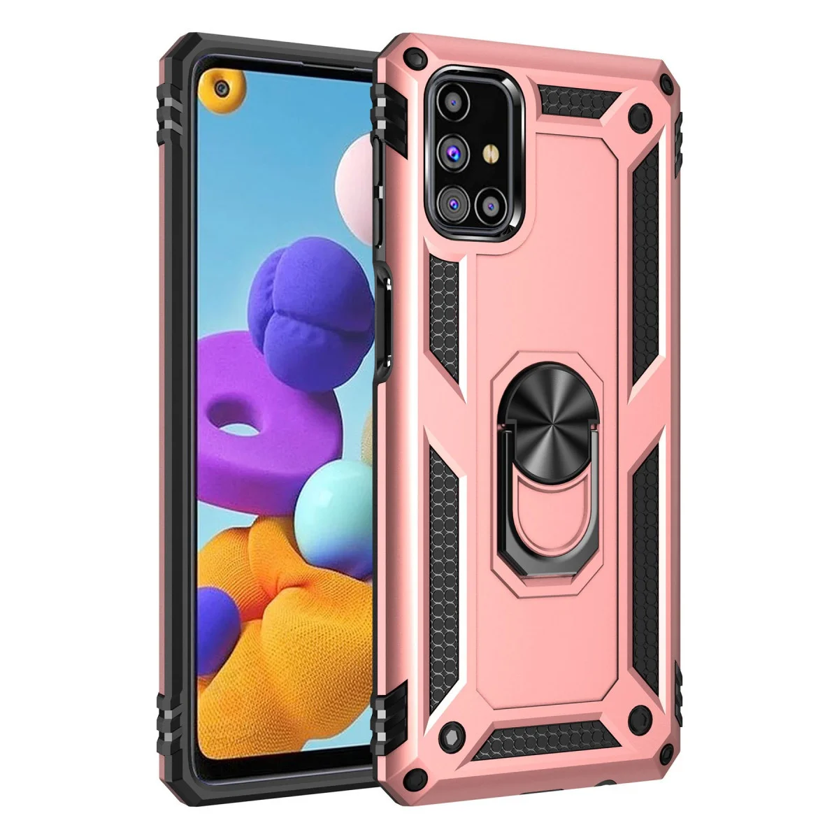 Galaxy M31S Kılıf - Sofya Yüzüklü Silikon Kapak - Rose