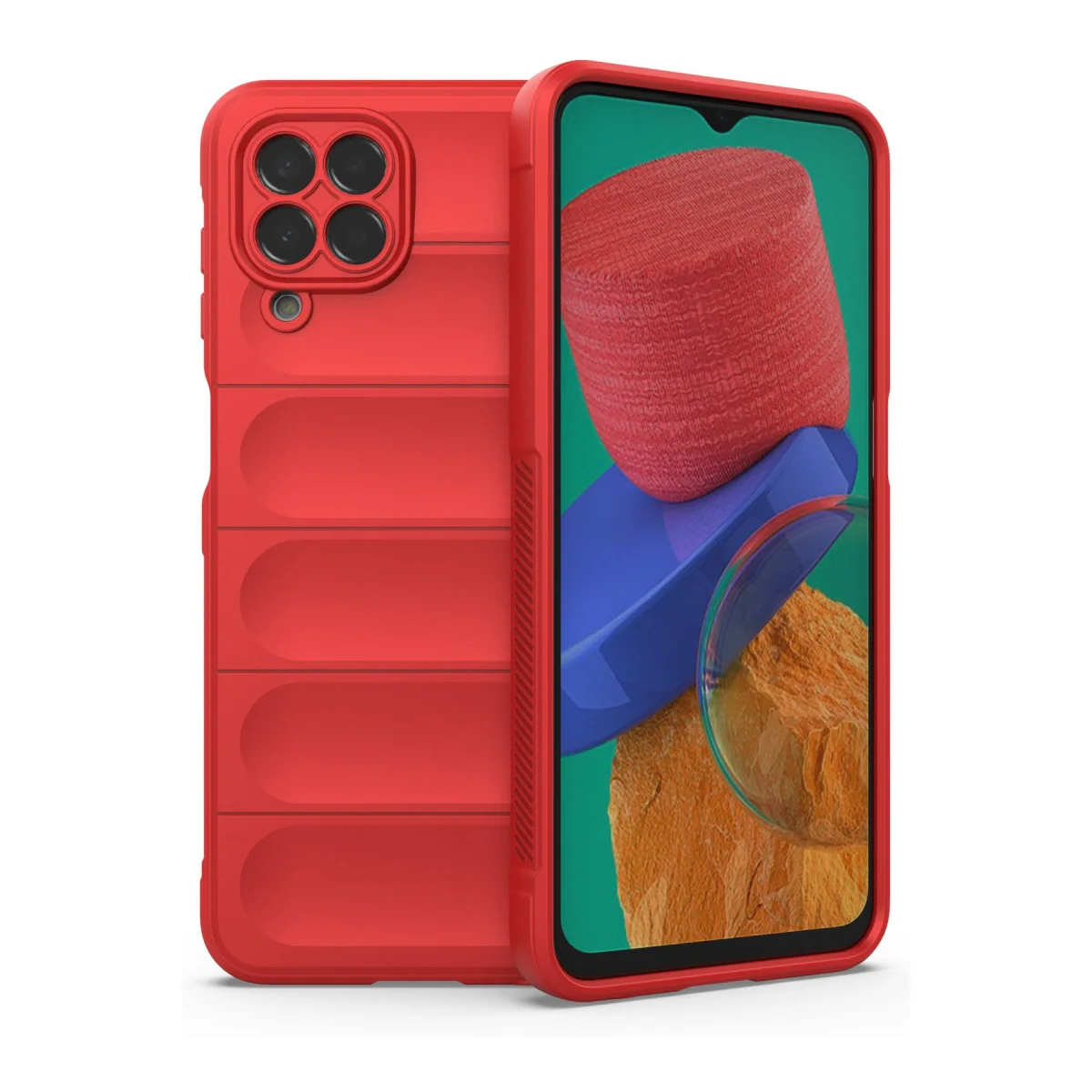 Galaxy M33 Optimum Silikon Kılıf - Kırmızı ve Çizilmeye Karşı Kalkan