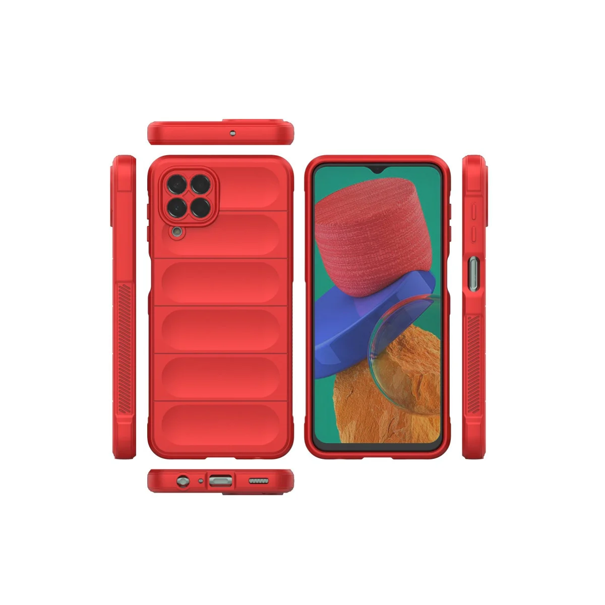 Galaxy M33 Optimum Silikon Kılıf - Kırmızı ve Çizilmeye Karşı Kalkan