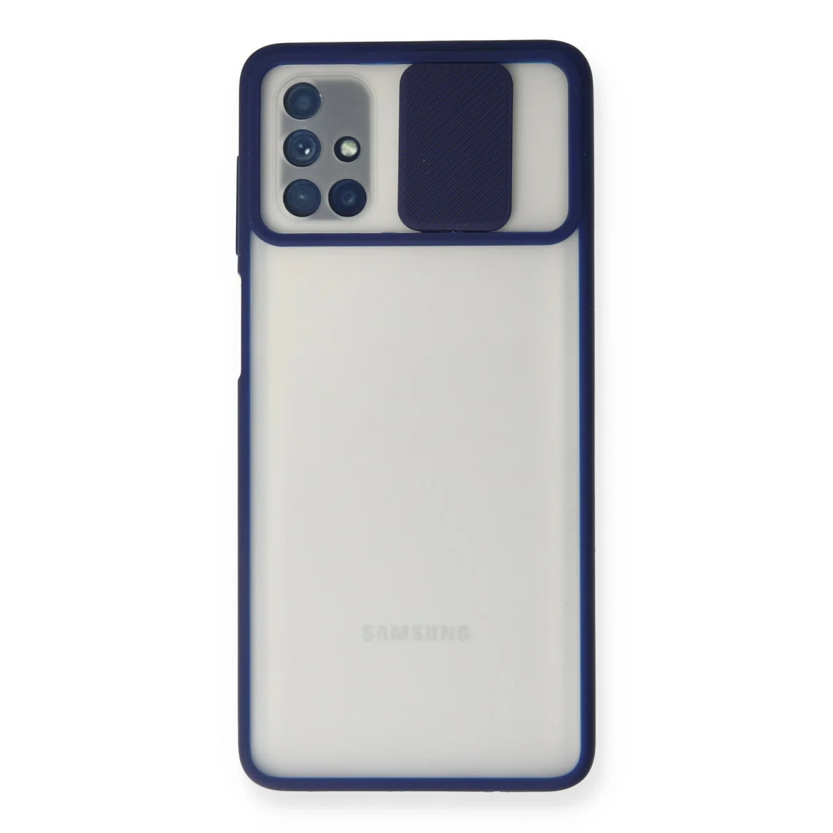 Galaxy M51 Buzlu Kamera Sürgülü Silikon Kılıf - Lacivert