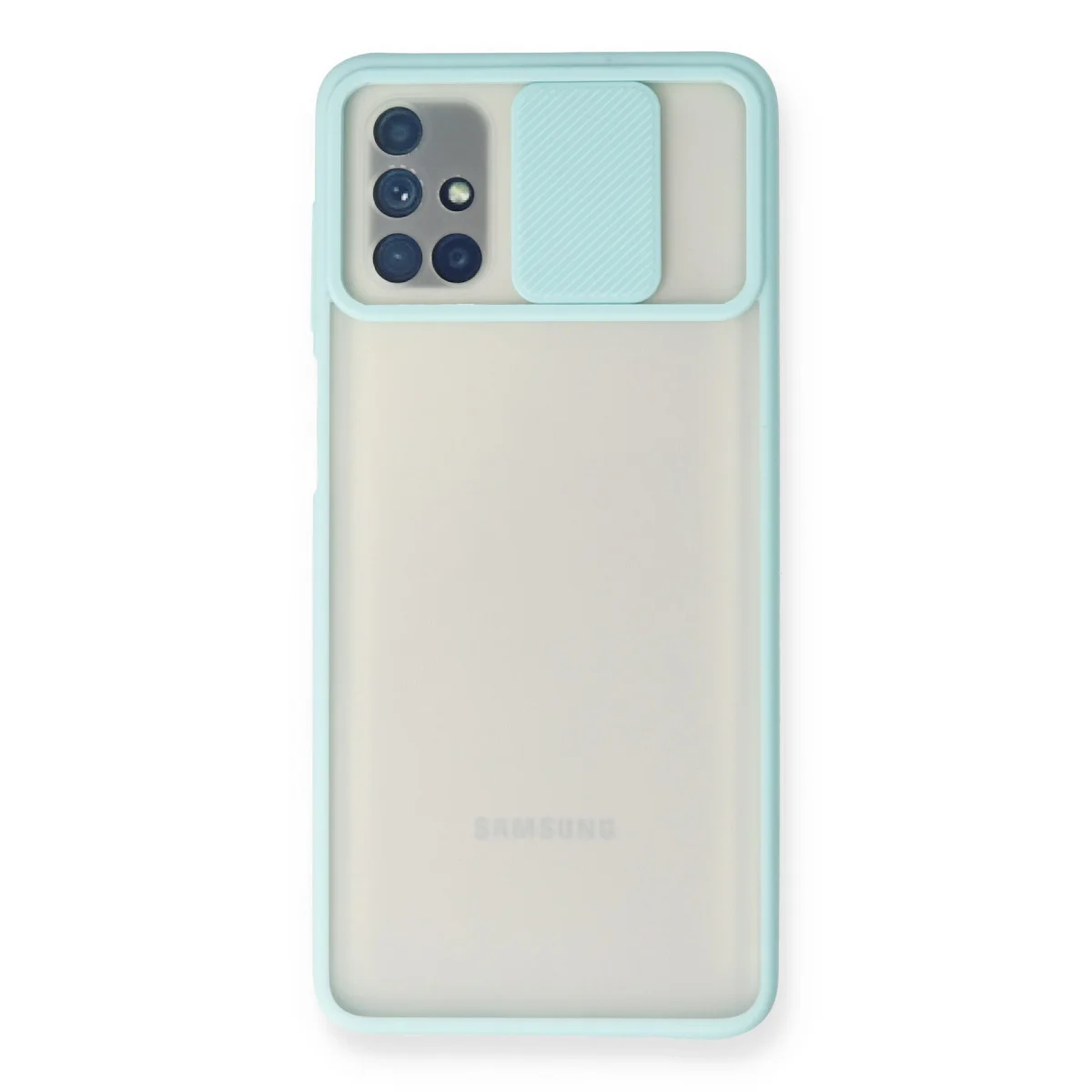 Galaxy M51 Kılıf Palm Buzlu Kamera Sürgülü Silikon - Turkuaz - Ultra Saf ve Koruyucu Kılıf