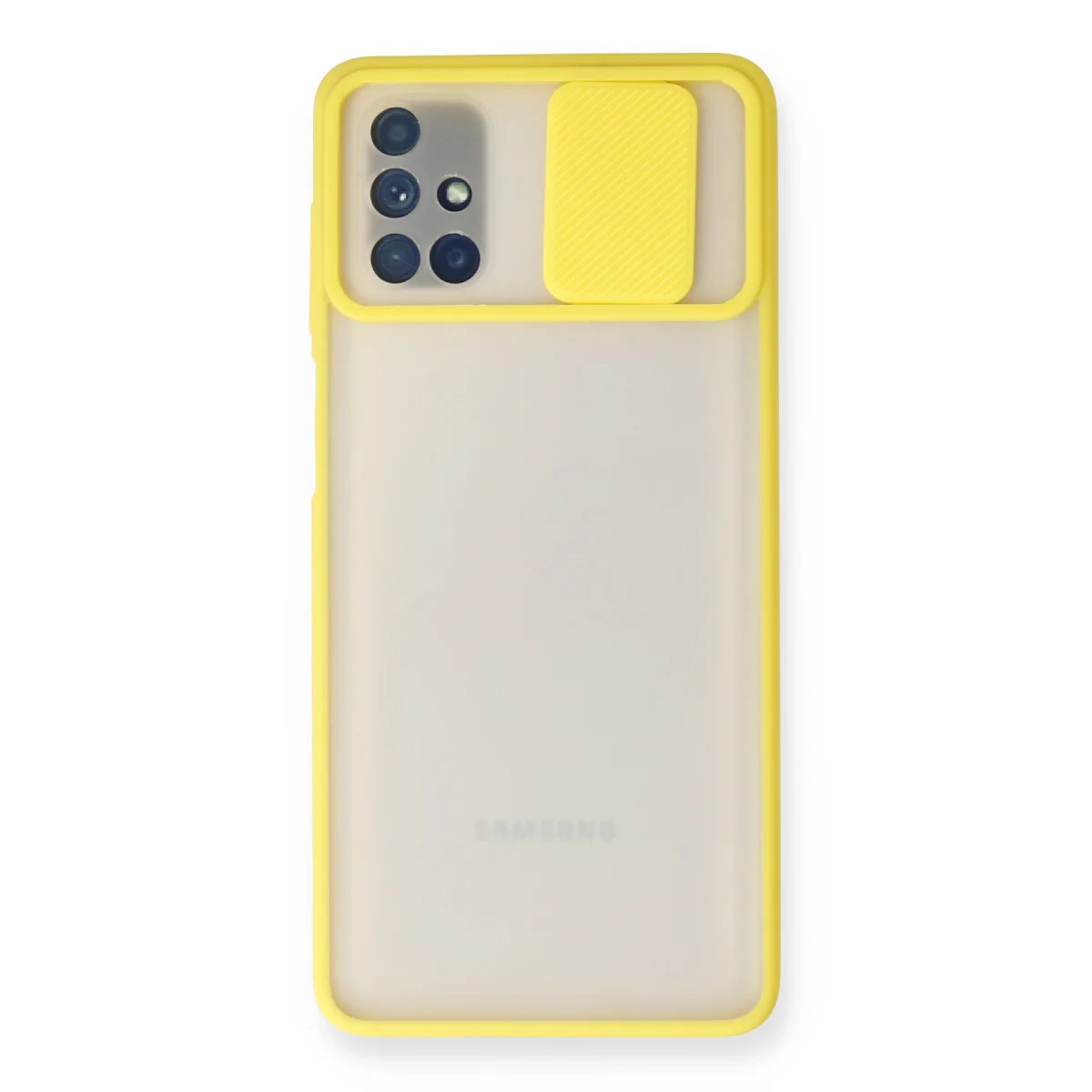 Galaxy M51 Kılıf Palm Buzlu Kamera Sürgülü Silikon - Sarı