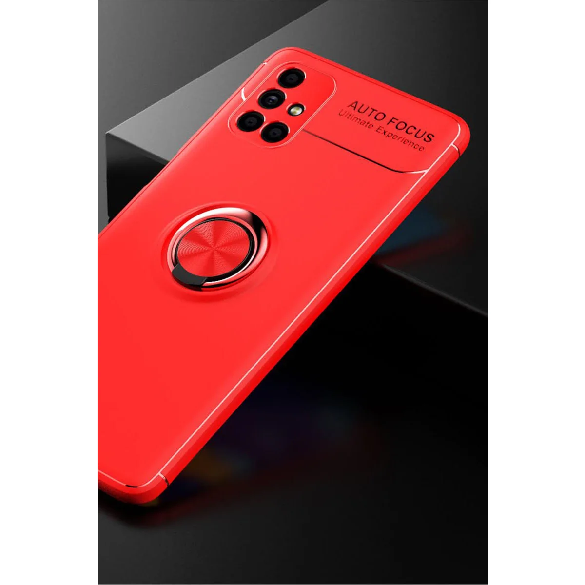 Galaxy M51 Kılıf - Range Ring Silikon Kırmızı (360° Dönen Tutucu)