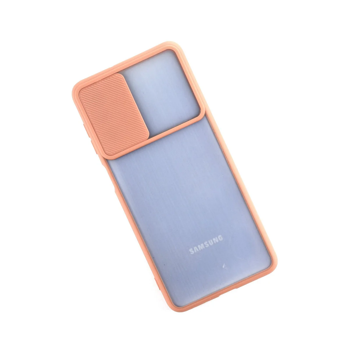 Galaxy M52 5G Kamera Sürgülü Buzlu Silikon Kılıf - Pembe