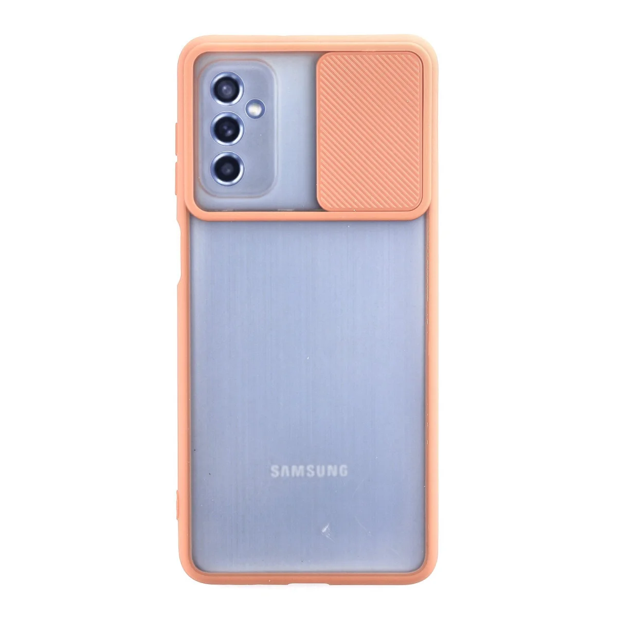 Galaxy M52 5G Kamera Sürgülü Buzlu Silikon Kılıf - Pembe