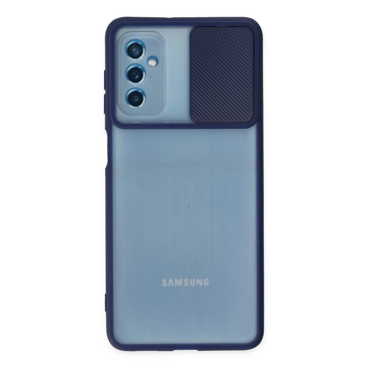 Galaxy M52 5G Kılıf Palm Buzlu Kamera Sürgülü Silikon - Lacivert