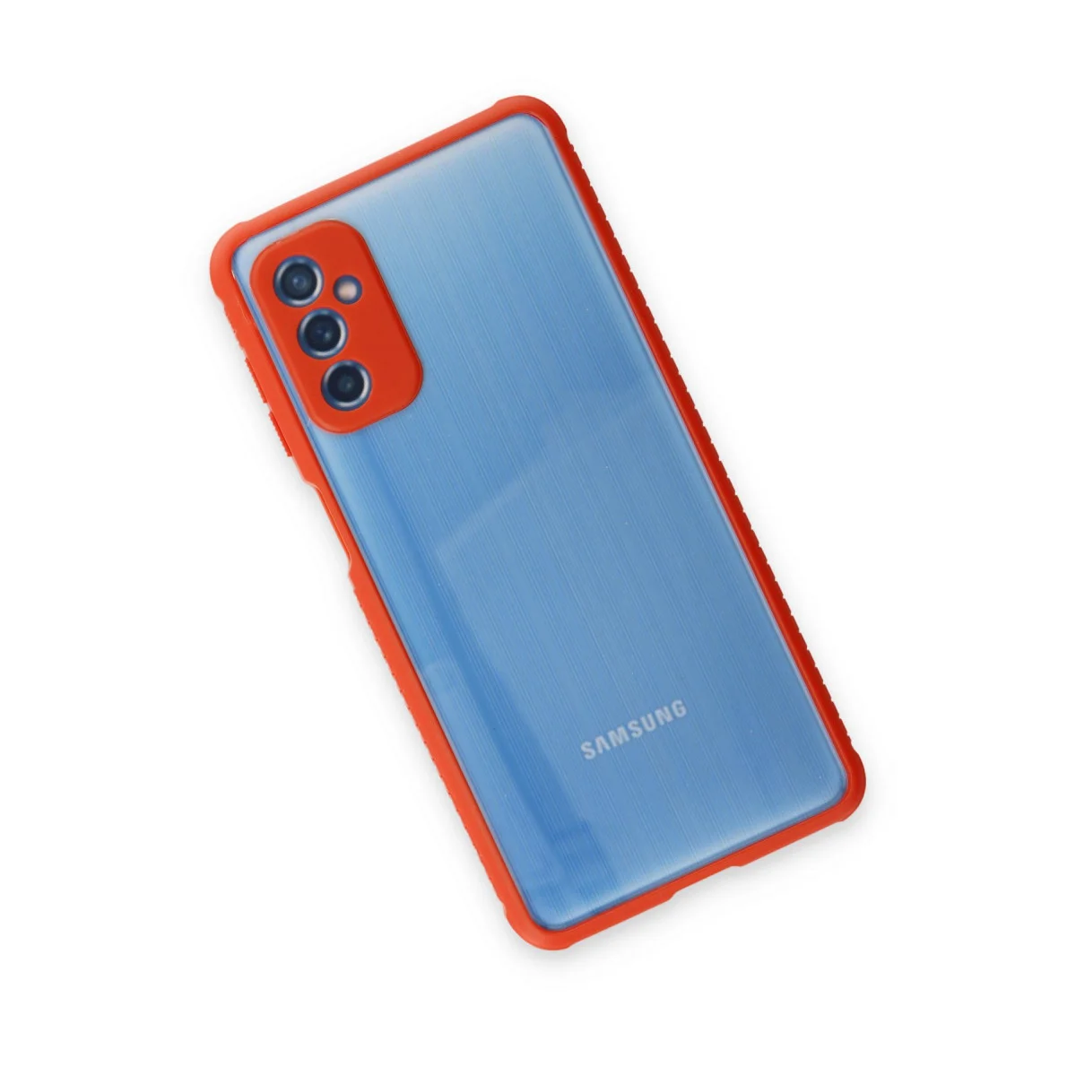 Galaxy M52 5G Miami Şeffaf Silikon Kılıf - Kırmızı (Hassas Koruma)
